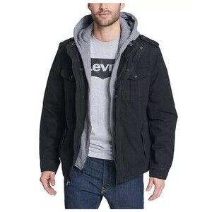 Levi's Jacket Black NWOT Cotton Sherpa Lined Hooded Heavy Trucker Mens Size S
